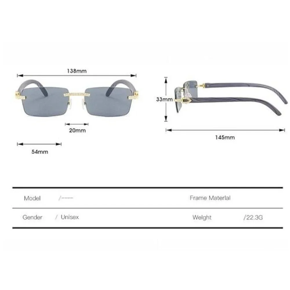 Men Sunglasses Square Rimless Street Wear Classic Trendy Diamond Shades Hip Hop‎